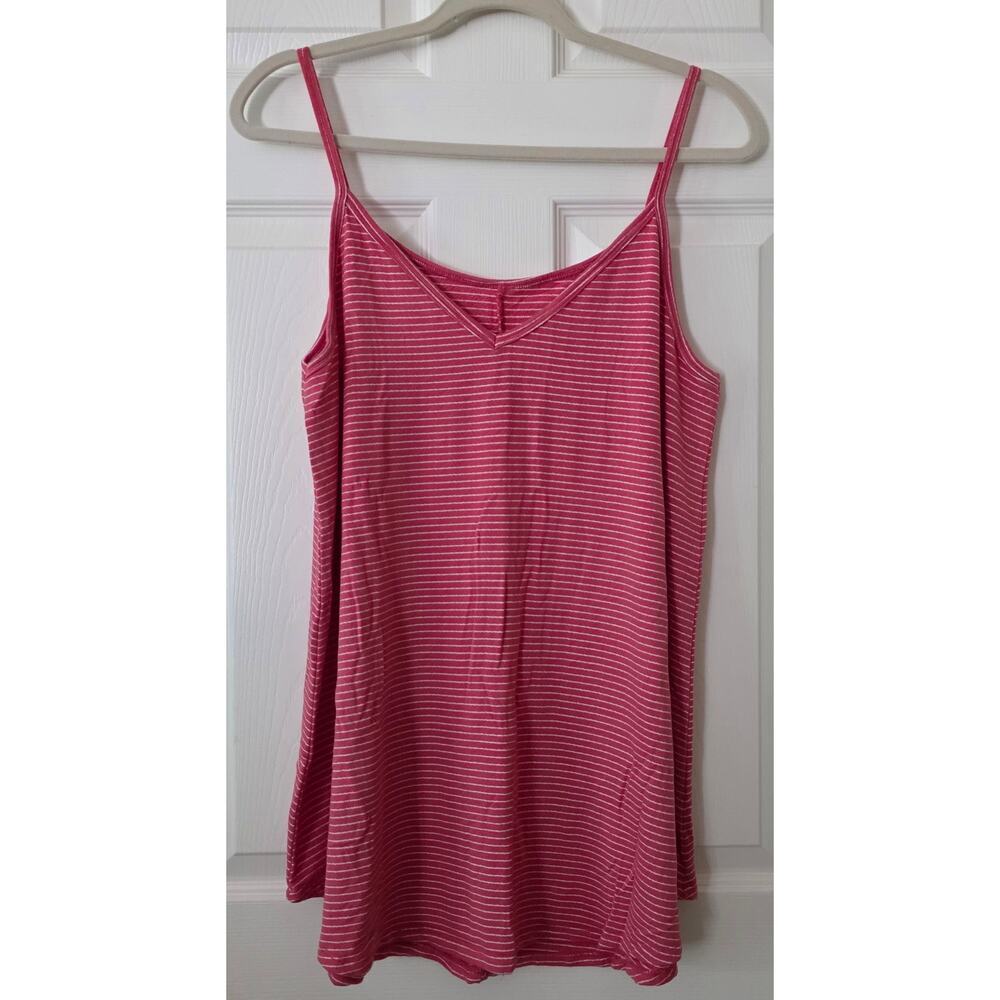 Zenana Rose & Ivory Striped Spaghetti Strap Tank Top Women's Size XL